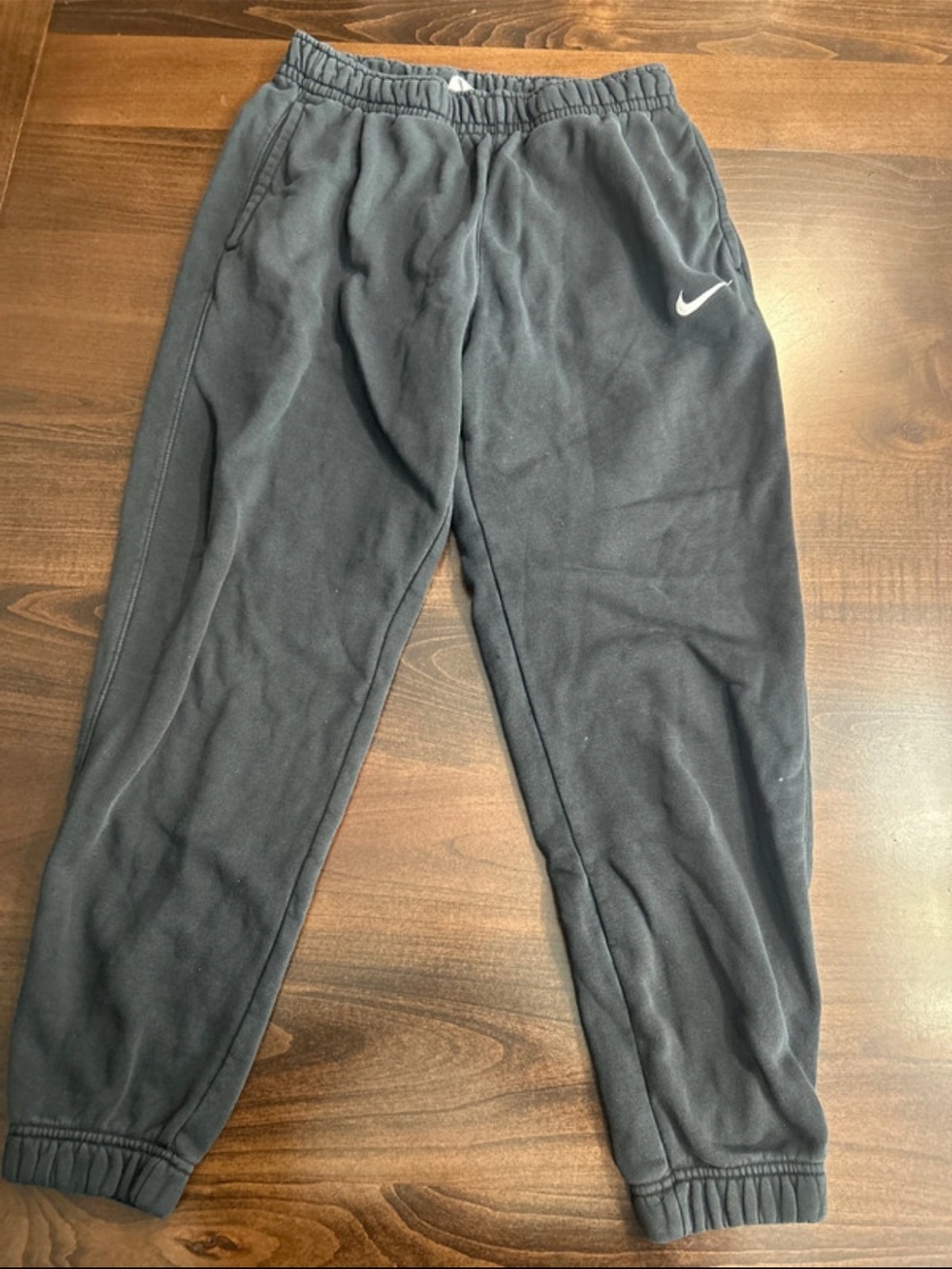 Nike Kids Black Sweat Joggers with White Swoosh